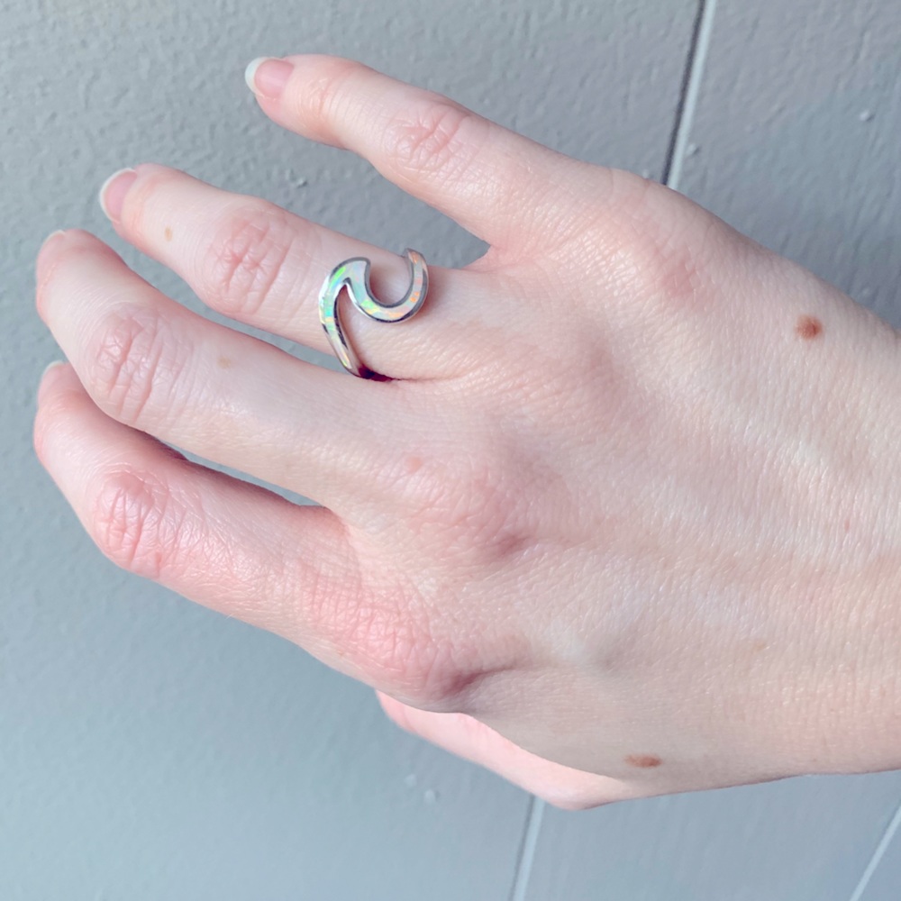 Sterling Silver Wave Ring - Opal
